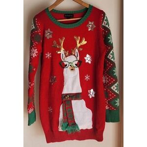 ***Blizzard Bay Red Llama Holiday Crewneck Sweater Size Large